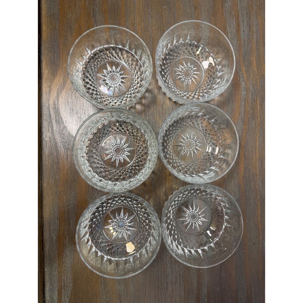 Vintage Arcoroc Clear Glass Dessert Bowls Starburst Set of 6 5"